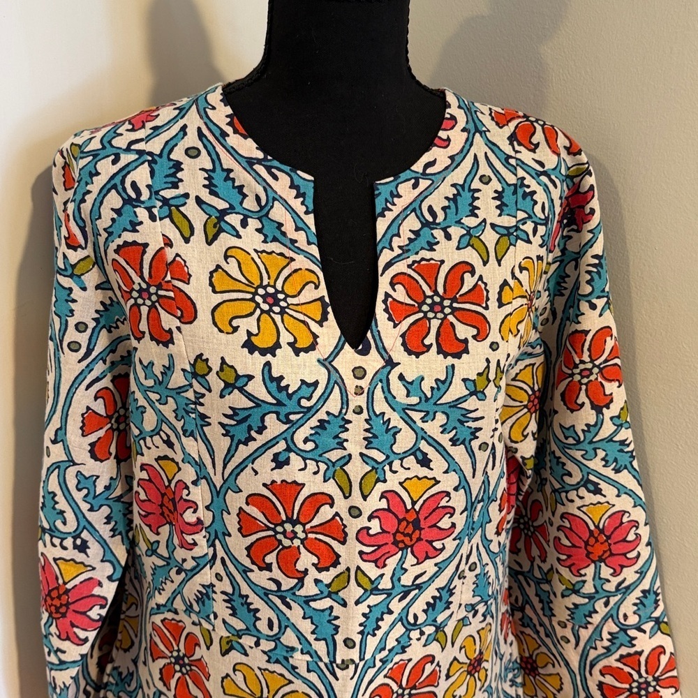 John Robshaw Printed Tunic Dress S/M – Colorful Boho Cotton Shift. Like new! - Picture 4 of 8